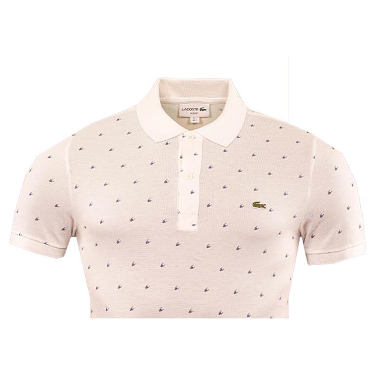Lacoste Slim Fit All Over Print Polo Shirt White